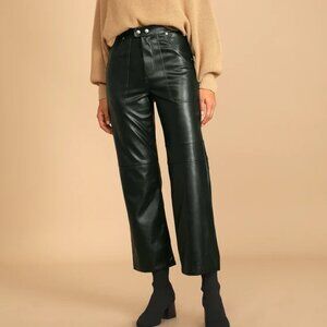 Blank NYC The Baxter Ribcage Straight Leg Faux Leather Pant in Dark Green